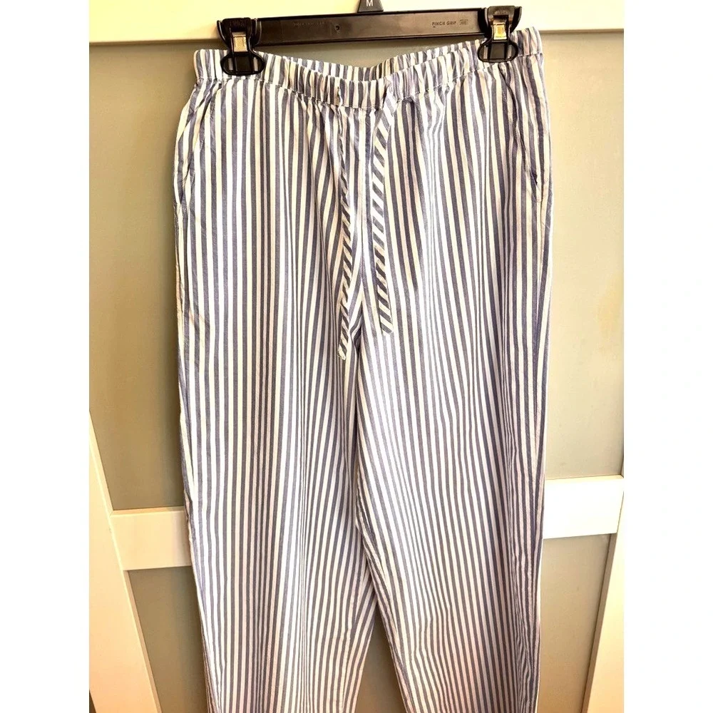Rails Emmie Blue White 100% Cotton Wide Legs Pants M wide-leg high-rise Light
